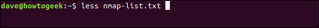 menos nmap-list.txt em uma janela de terminal