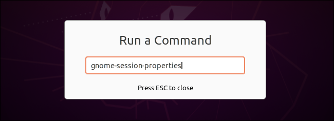 Iniciar gnome-session-properties a partir da caixa de diálogo Run a Command.