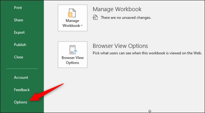 Acessando opções do Excel