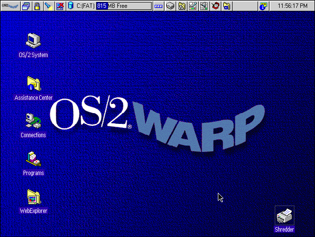 O desktop IBM OS / 2 Warp 4. 