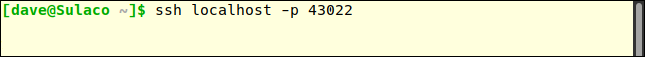 ssh localhost -p 43022 em uma janela de terminal