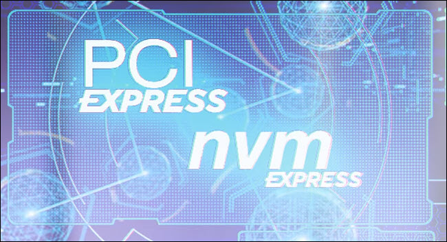 Os logotipos PCIe e NVMe. 