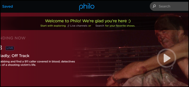 A página "Bem-vindo ao Philo".