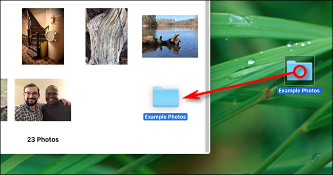 Arraste uma pasta para a janela do aplicativo Fotos para importar no Mac