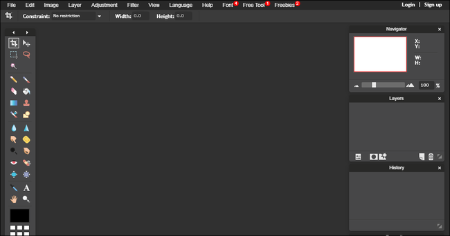 interface do editor-pixlr