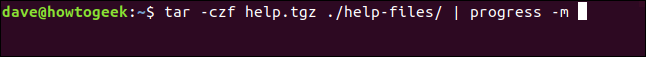 tar -czf help.tgz ./help-files/ |  progress -m em uma janela de terminal