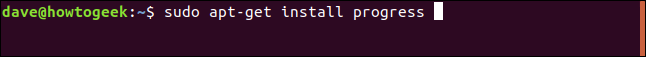 sudo apt-get install progresso em uma janela de terminal