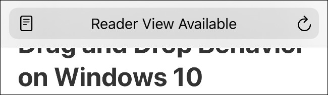Mensagem "Reader View Available" do Safari.