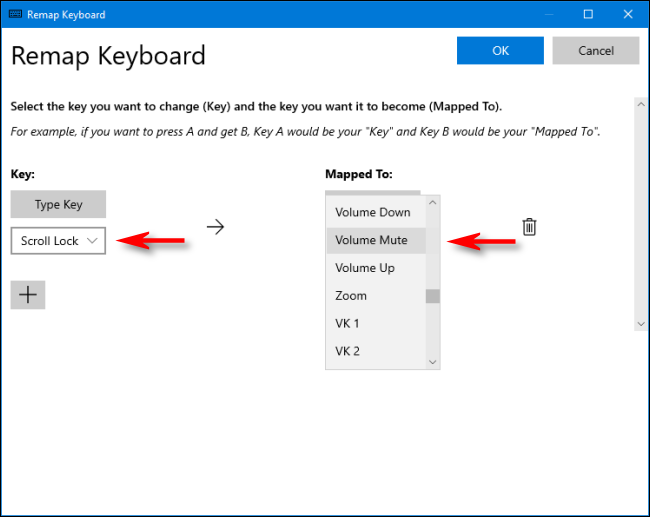 Pressione Scroll Lock e selecione o recurso desejado no menu suspenso.