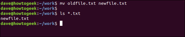 mv oldfile.txt newfile.txt em uma janela de terminal