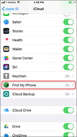 Toque em Encontrar meu iPhone.