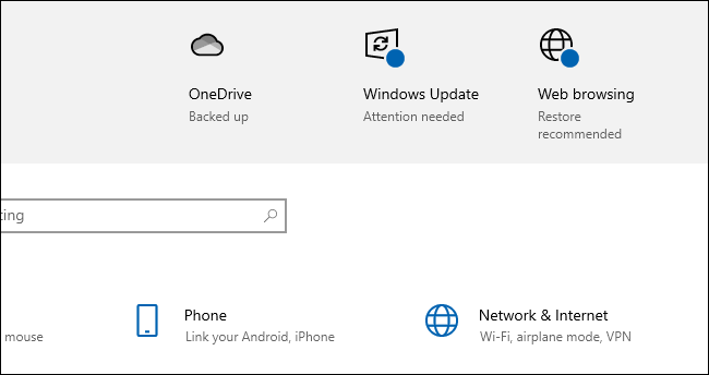 Windows 10 dizendo que você deve "Restaurar as configurações de navegação recomendadas".
