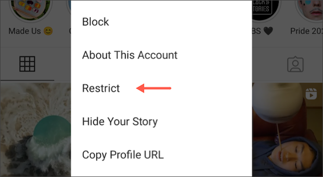 Restringir um usuário no aplicativo Instagram