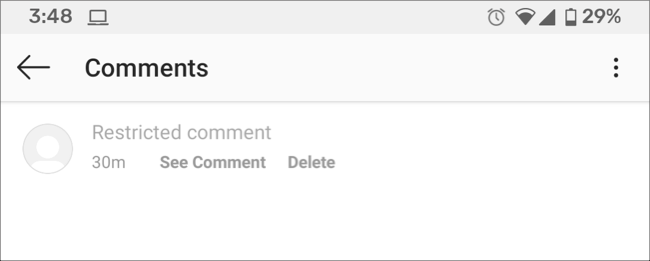 Restringir comentários no aplicativo Instagram