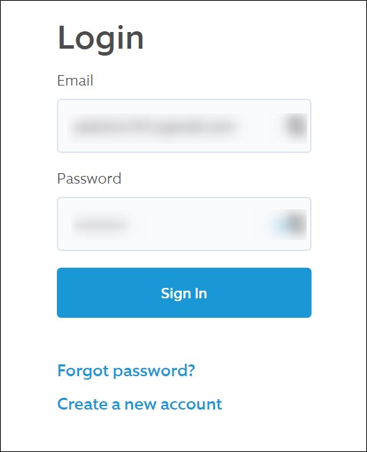 Faça login no site da conta