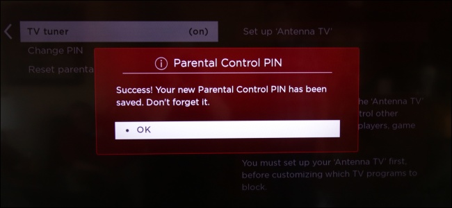 Roku Alteração do PIN com sucesso