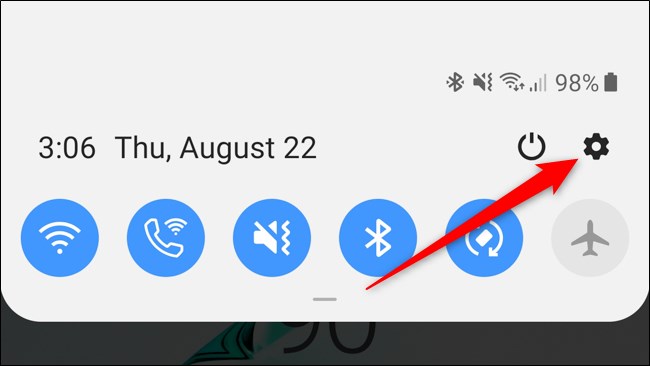 Ícone de configurações de sombra de notificação do Samsung Galaxy Note 10 Plus