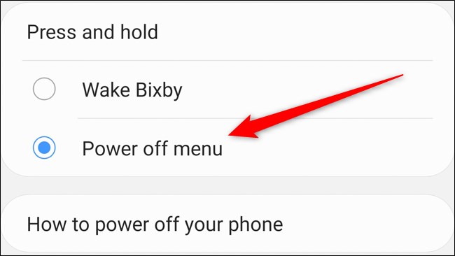 Configurações do Samsung Galaxy Note 10 Plus Toque no menu Desligar