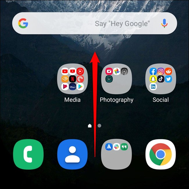 Samsung Galaxy S20 deslize para cima na tela inicial