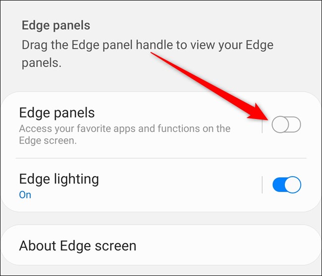 Samsung Galaxy S20 Desative o Painel de Borda no Menu de Configurações