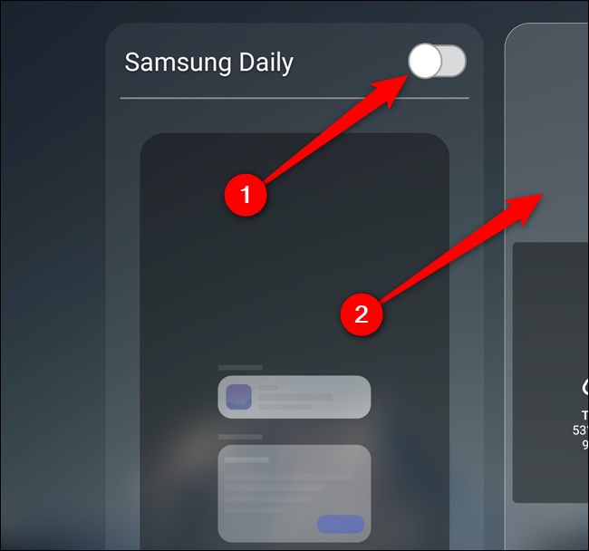 Desative a opção "Samsung Daily" e toque na tela inicial.