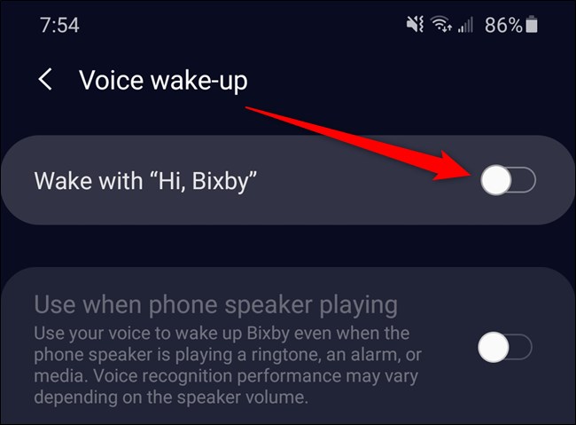 Samsung Galaxy S20 Desligue "Wake With 'Hi, Bixby;"