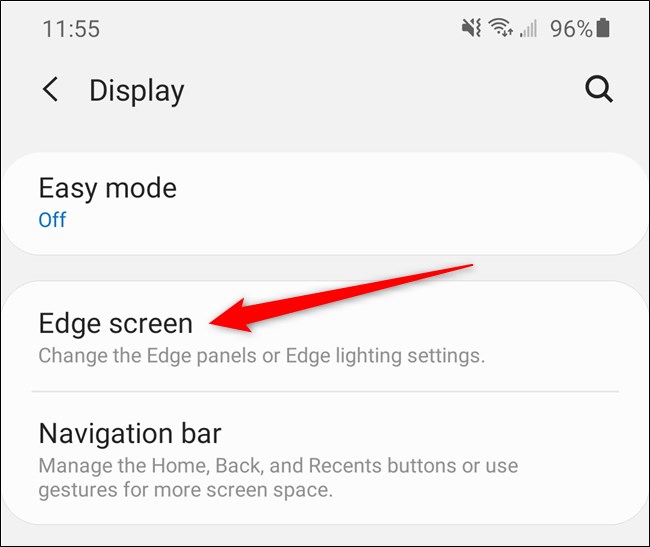 Samsung Galaxy S20 Selecione a opção Edge Screen