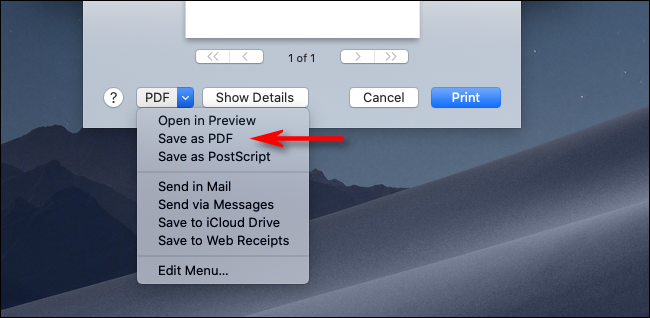 Clique em Salvar como PDF no macOS