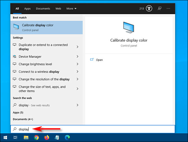 Procurando configurações usando o menu Iniciar do Windows 10.