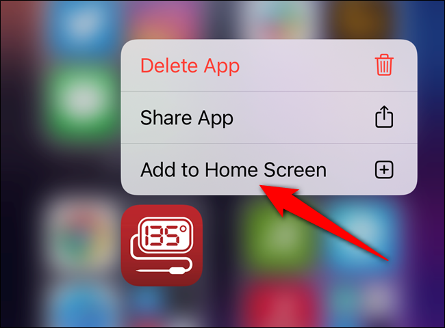 Selecione o botão "Adicionar à tela inicial" no menu de contexto