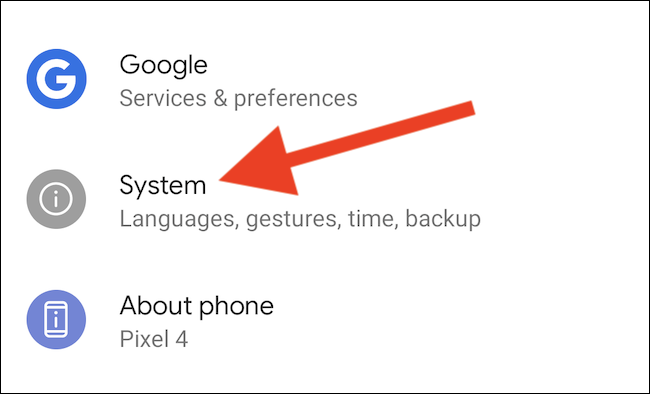 Role para baixo e selecione a opção "Sistema"
