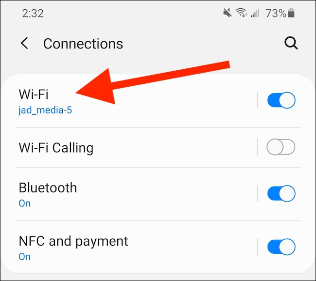 Selecione a configuração "Wi-Fi".