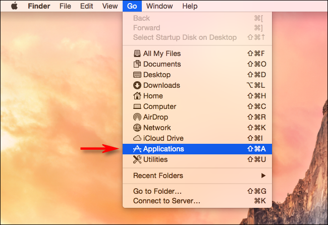 Selecione Ir> Aplicativos no Finder no Mac