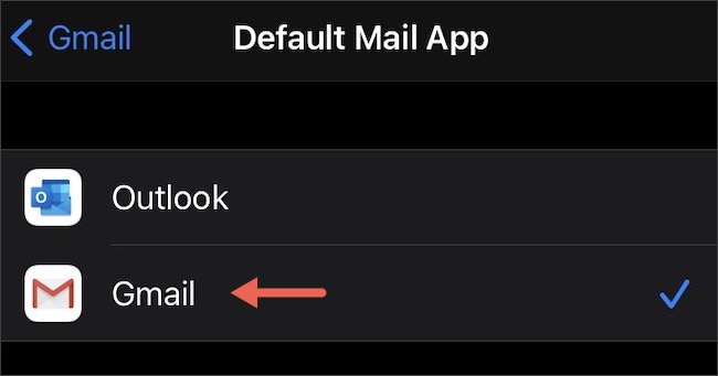 Toque em "Gmail".