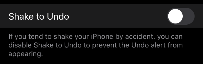 Desativar Shake para desfazer no iOS 13