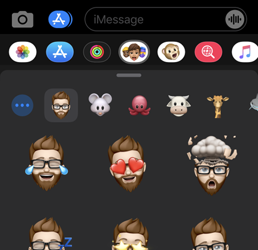 Usando Memoji em um dispositivo que não possui ID de rosto