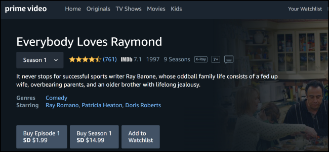 Vídeo do Amazon Prime Everybody Loves Raymond