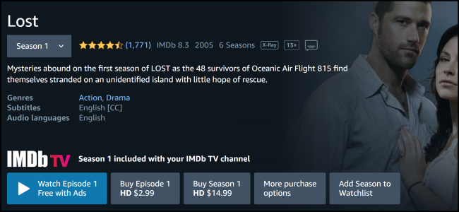 "Lost" no Amazon Prime Video.