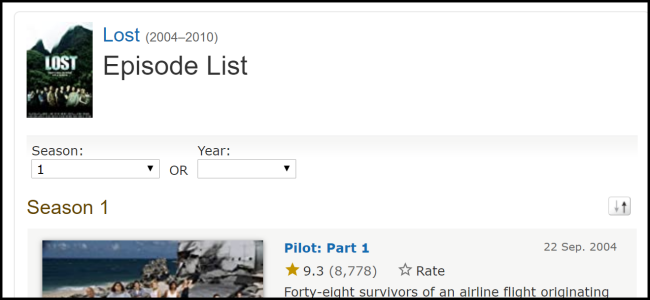 "Lost" na IMDb TV.