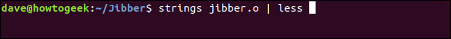 jibber.o |  menos em uma janela de terminal