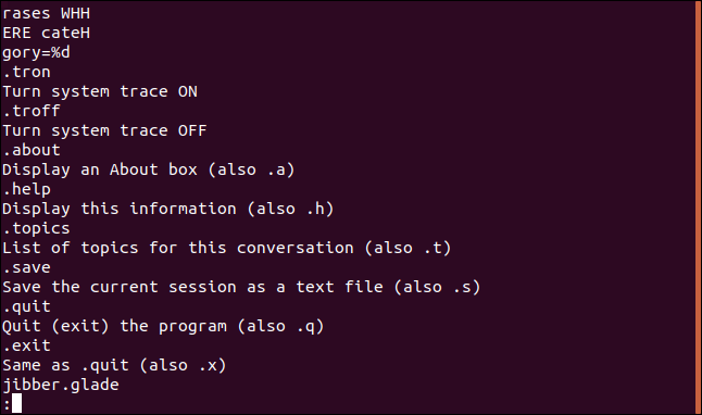 saída de strings em menos em uma janela de terminal