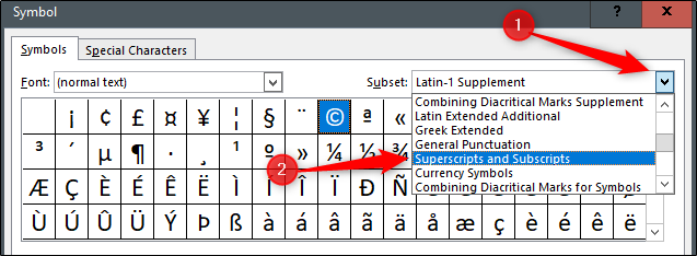 opções de subconjunto