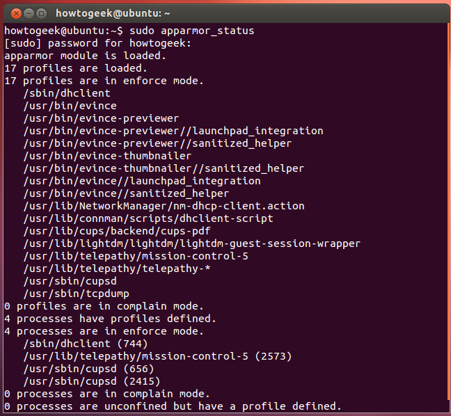 sudo apparmor_status
