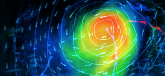 Renderização 3D de um mapa meteorológico 