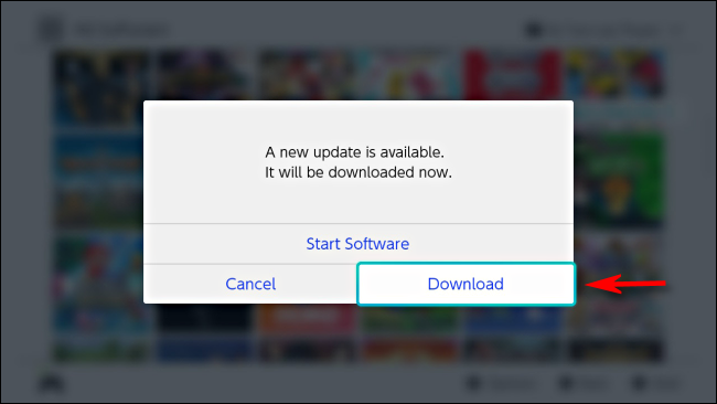 Uma nova mensagem de atualização está disponível no Nintendo Switch
