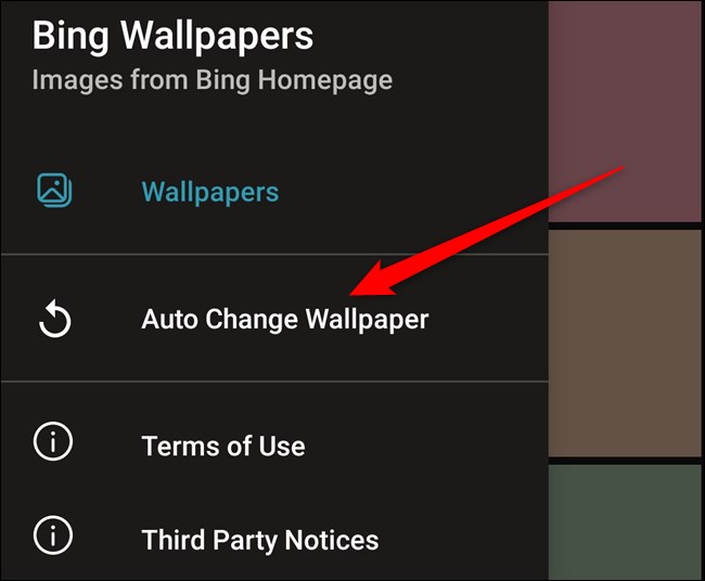 Toque na opção "Auto Change Wallpaper"