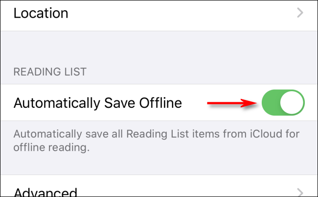 Toque no botão Salvar Offline Automaticamente em Ajustes no iPhone