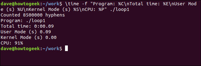 Saída da string de formato para loop1 em uma janela de terminal