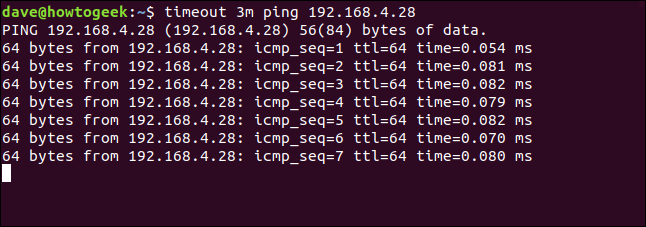 sessão de ping rodando em uma janela de terminal