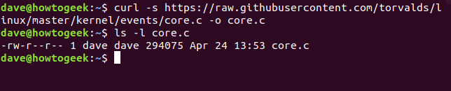 curl in a terminal window